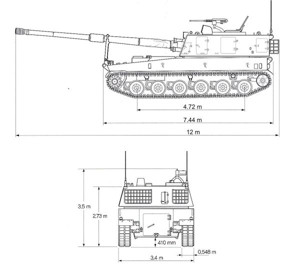 K9_Thunder_self-propelled_howitzer_155_MM_South_Korea_South_Korean_Army_line_drawing_blueprint_001