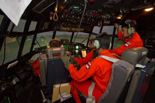 Suasana di kokpit simulator C-130H Hercules TNI AU.
